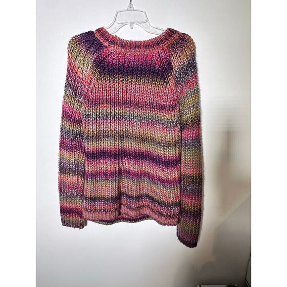 Anthropologie Women's Rainbow Knit Crew Neck Pullover Santiago Sweater Size XL - Picture 9 of 11